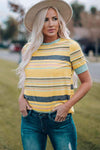 Multicolored Striped Round Neck Tee Shirt Women's T-Shirts - Tophatter Daily Deals