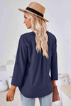 V-Neck Roll-Tap Sleeve Blouse Blouses - Tophatter Daily Deals