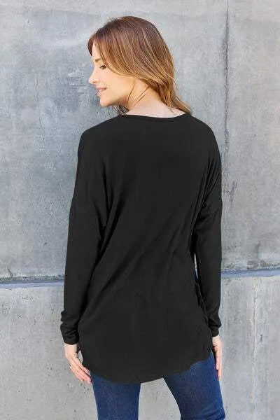 Basic Bae Full Size Round Neck Dropped Shoulder T-Shirt Women's T-Shirts - Tophatter Daily Deals