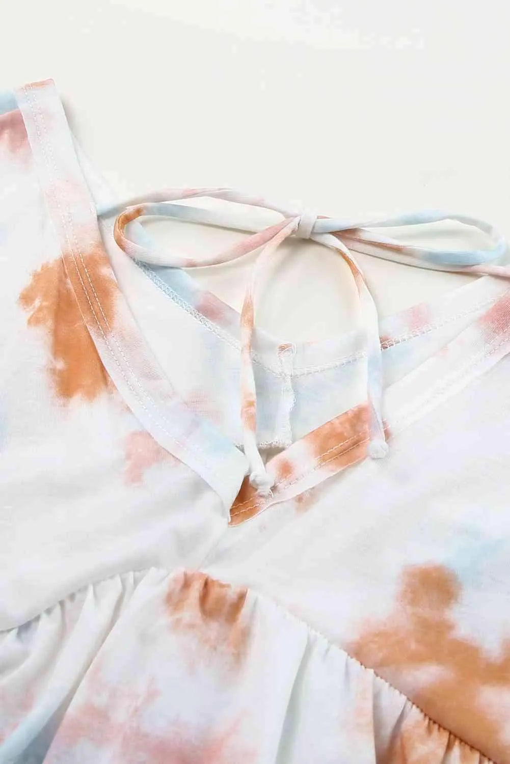 Tie-Dye V-Neck Tie Back Top Blouses - Tophatter Daily Deals