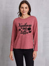 KINDNESS AND COFFEE Round Neck T-Shirt Light Mauve Women's T-Shirts - Tophatter Daily Deals