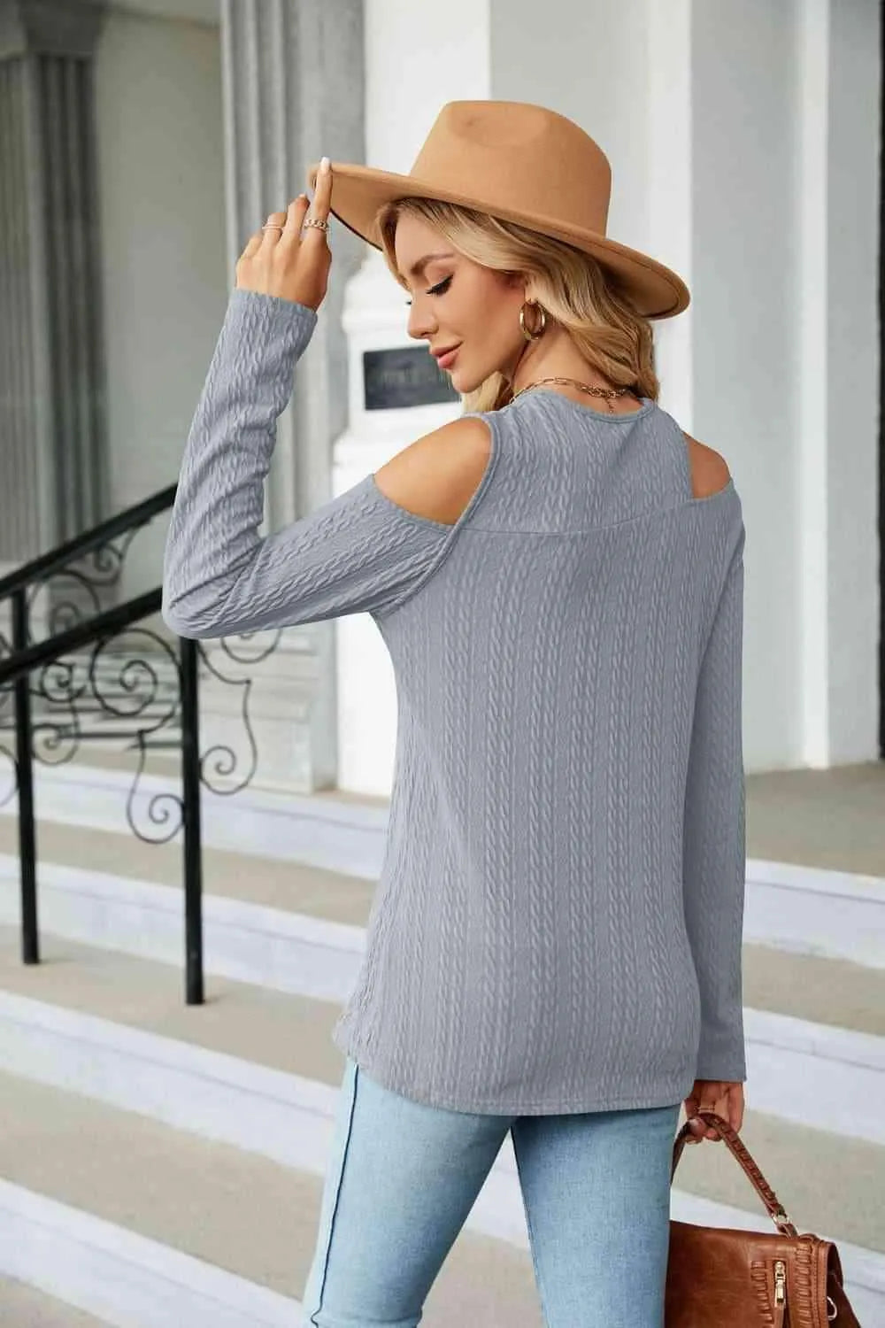 Dropped Shoulder Long Sleeve Blouse Blouses - Tophatter Daily Deals