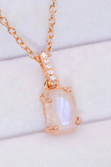 Natural Moonstone 4-Prong Pendant Necklace Moonstone - Tophatter Daily Deals