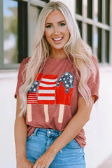 US Flag Round Neck Short Sleeve T-Shirt Women's T-Shirts - Tophatter Daily Deals