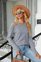 Dropped Shoulder Long Sleeve Blouse Blouses - Tophatter Daily Deals