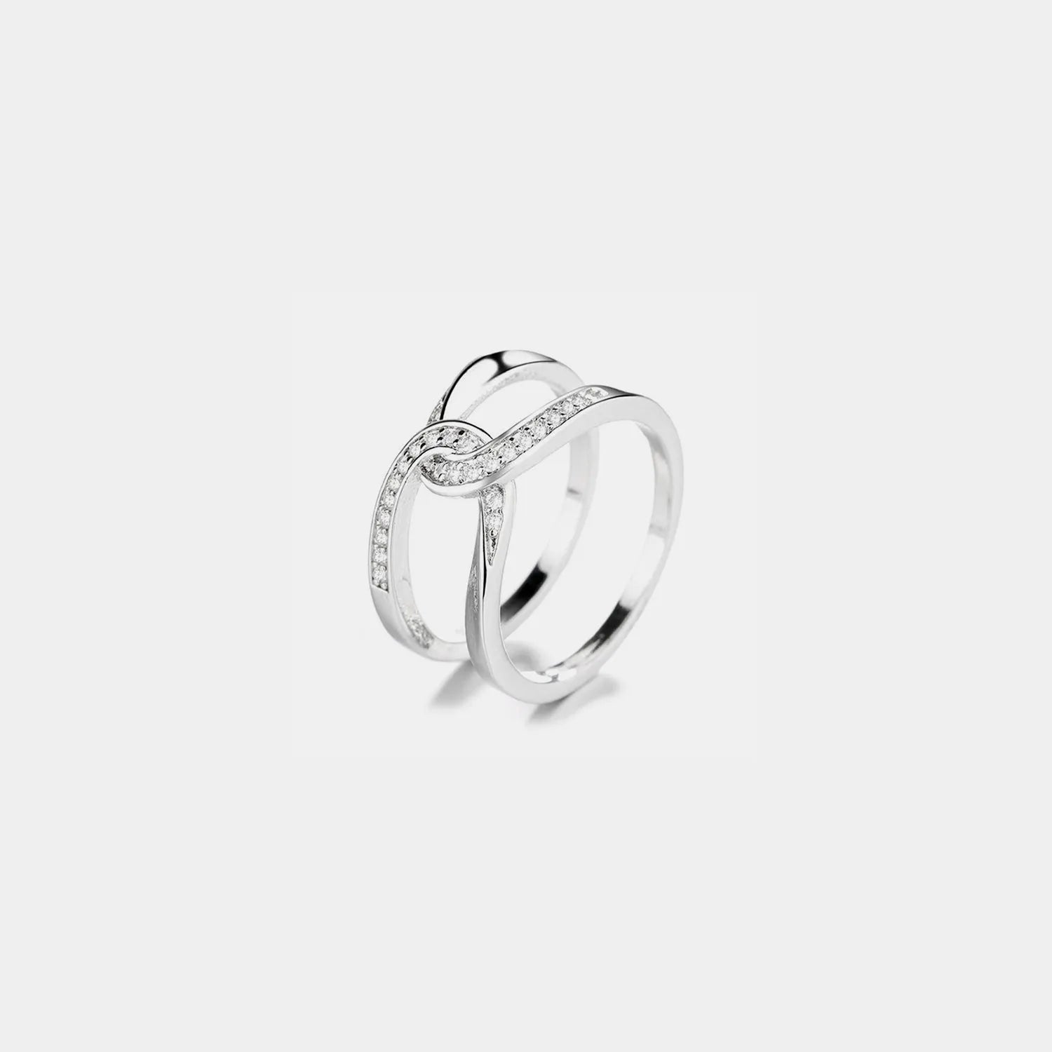 Twisted Inlaid Zircon Double-layered Ring Silver Rings - Tophatter Daily Deals