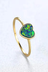 Opal Heart 925 Sterling Silver Ring Multicolor Opal - Tophatter Daily Deals