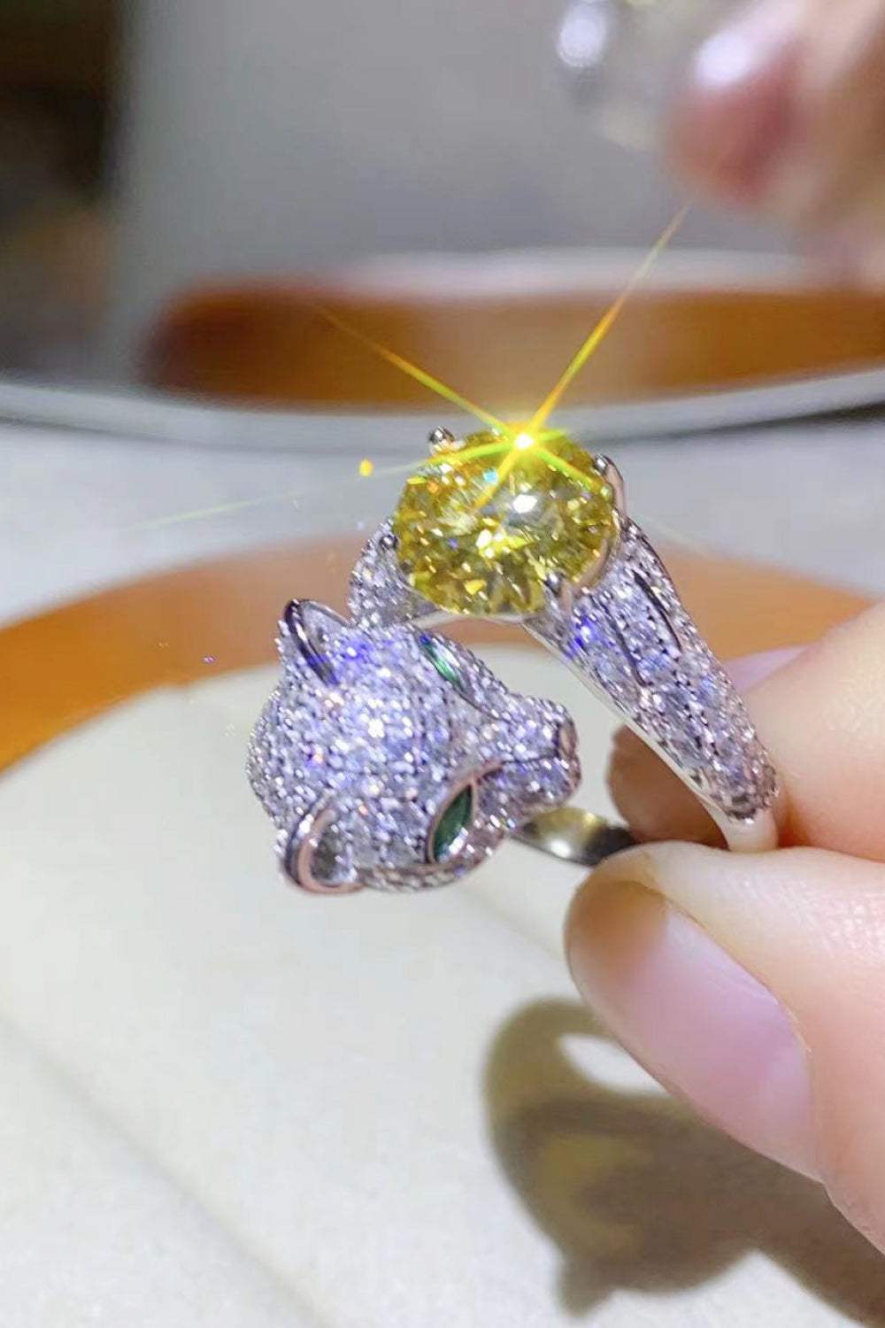 2 Carat Yellow Moissanite Animal Bypass Ring Moissanite - Tophatter Daily Deals