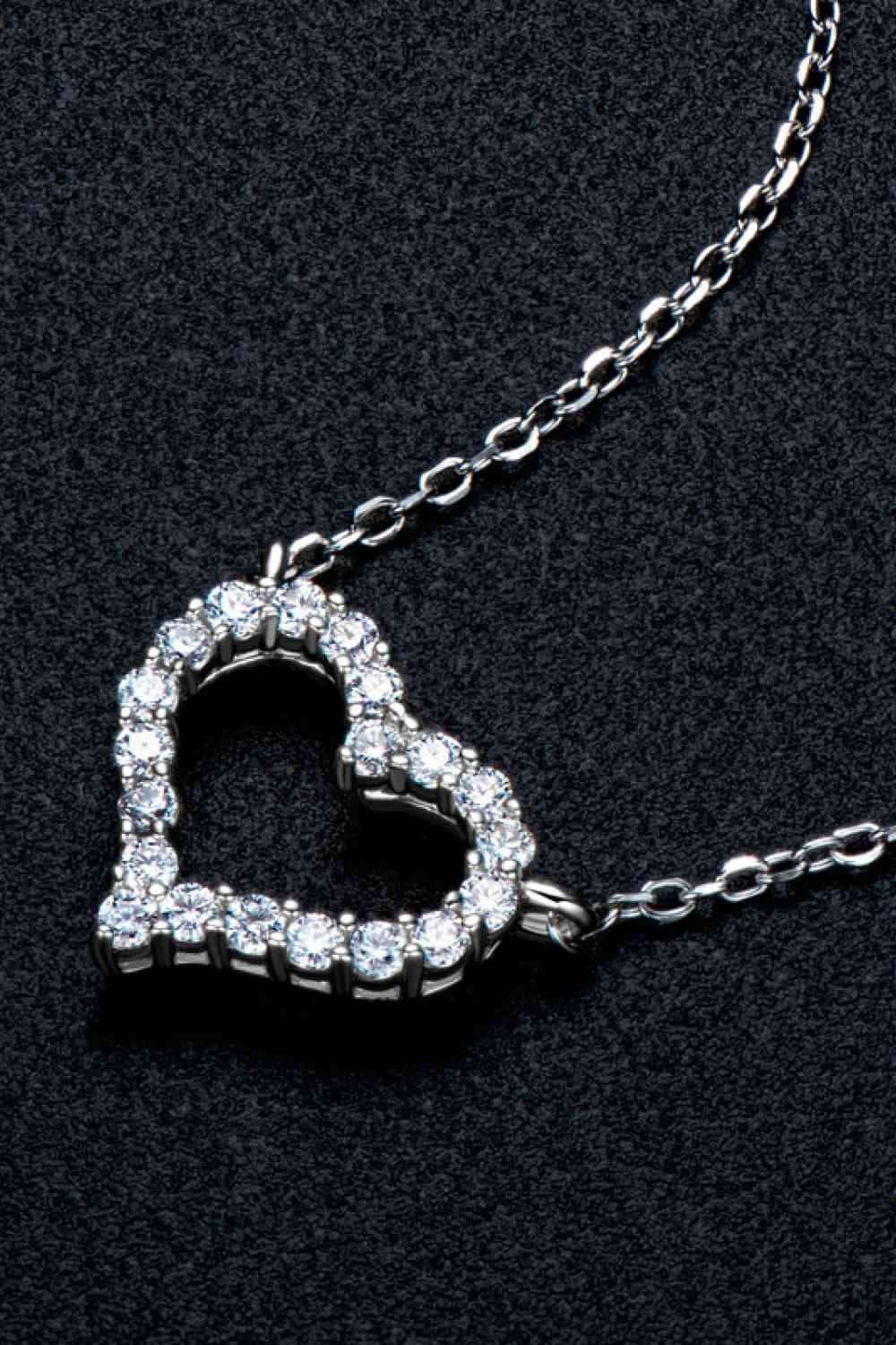 Adored Moissanite Platinum-Plated Heart Necklace Moissanite - Tophatter Daily Deals