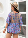 Plus Size Printed V-Neck Half Sleeve Blouse Blouses - Tophatter Daily Deals