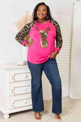 Heimish Full Size Animal Print Reindeer Top Blouses - Tophatter Daily Deals