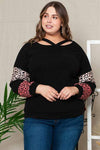 Plus Size Leopard Dropped Shoulder Long Sleeve T-Shirt Women's T-Shirts - Tophatter Daily Deals