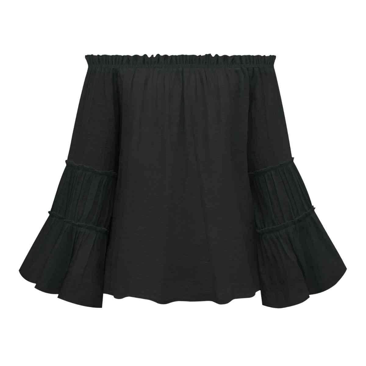 Off-Shoulder Frill Trim Blouse Blouses - Tophatter Daily Deals