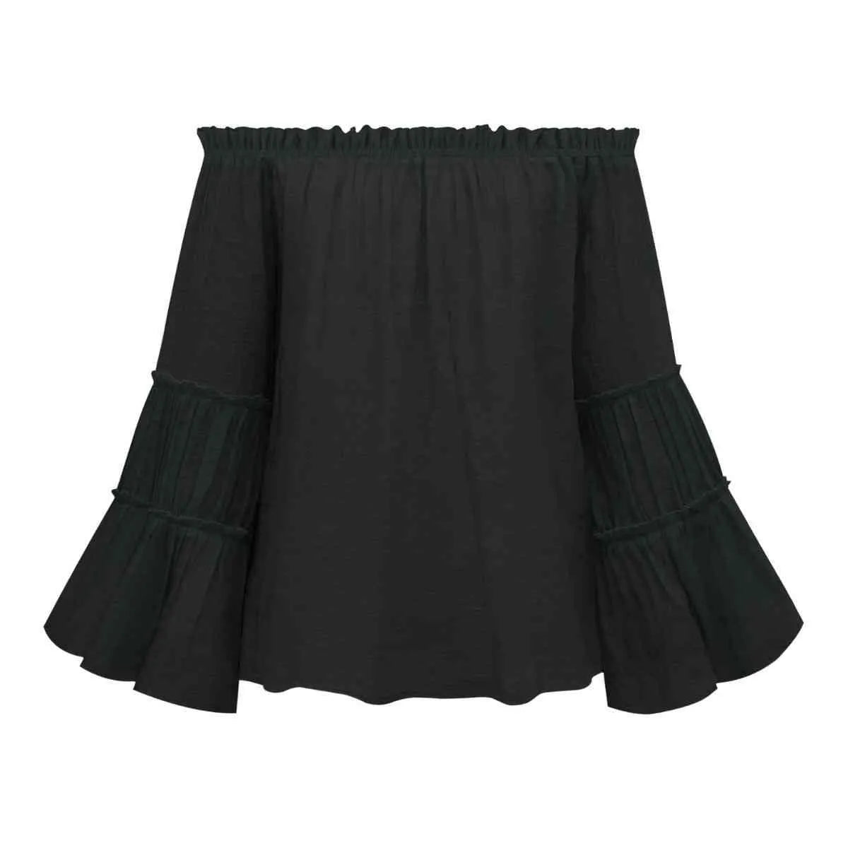 Off-Shoulder Frill Trim Blouse Blouses - Tophatter Daily Deals