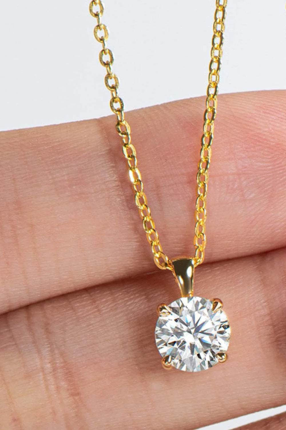 925 Sterling Silver 1 Carat Moissanite Chain-Link Necklace Moissanite - Tophatter Daily Deals