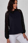 Lace Raglan Sleeve Gathered Detail Blouse Blouses - Tophatter Daily Deals