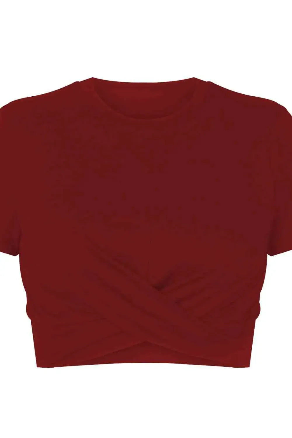 Round Neck Short Sleeve Crisscross Tee Women's T-Shirts - Tophatter Daily Deals