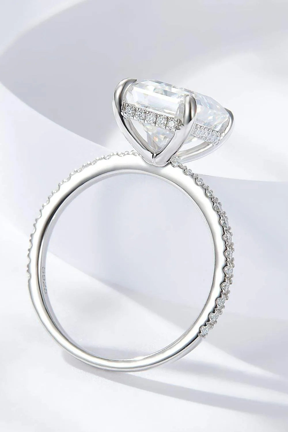 Emerald Cut 4 Carat Moissanite Side Stone Ring Moissanite - Tophatter Daily Deals