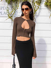 Lone Sleeve Cutout Zip Up Crop Top Blouses - Tophatter Daily Deals