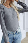 Spliced Lace Ruffled Long Sleeve Tee Women's T-Shirts - Tophatter Daily Deals