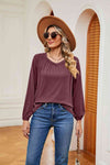 V-Neck Long Sleeve T-Shirt Fuchsia Women's T-Shirts - Tophatter Daily Deals