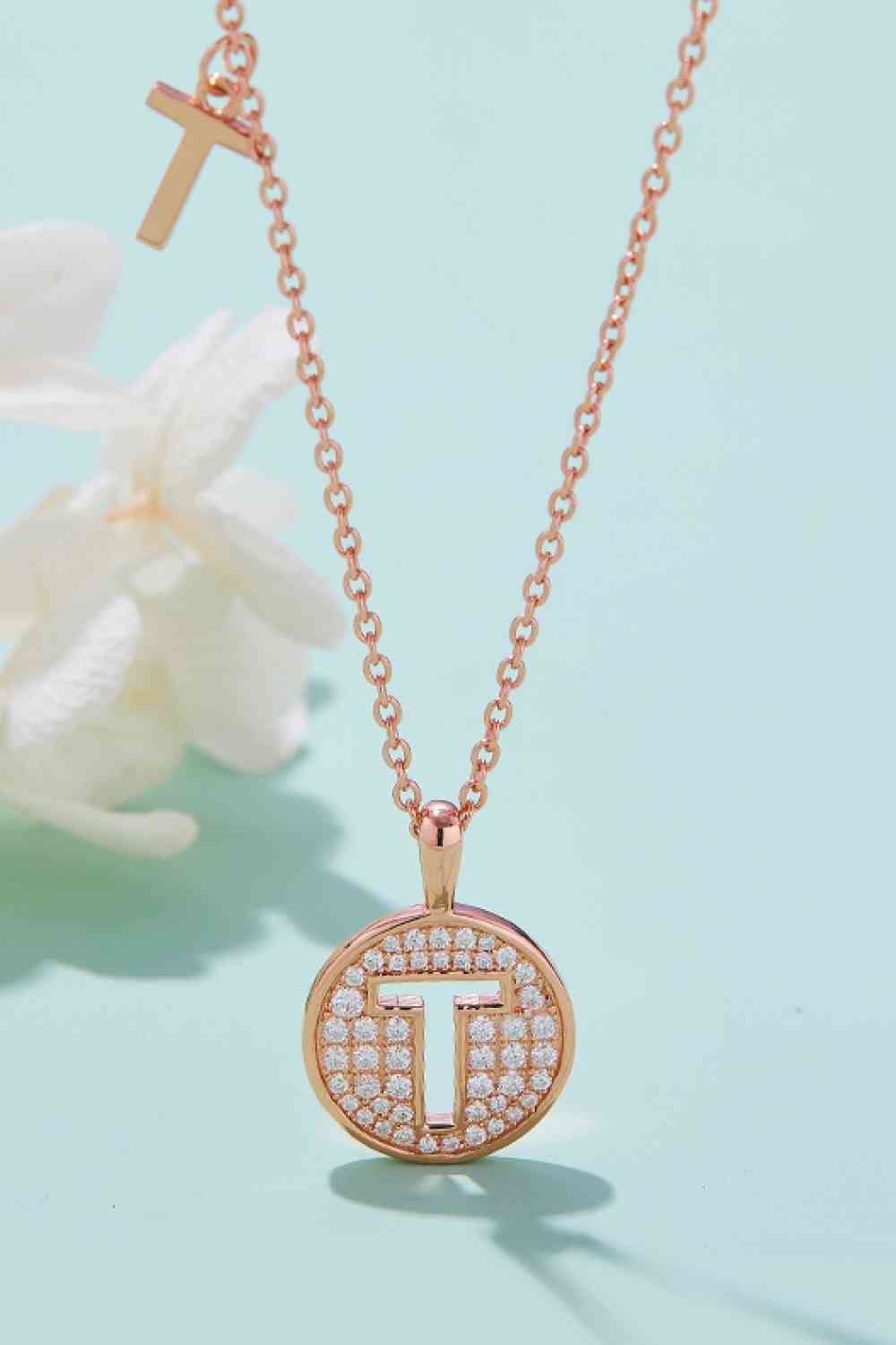 Adored Moissanite K to T Pendant Necklace T One Size Moissanite - Tophatter Daily Deals