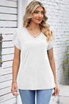 V-Neck Twisted Short Sleeve T-Shirt Women's T-Shirts - Tophatter Daily Deals