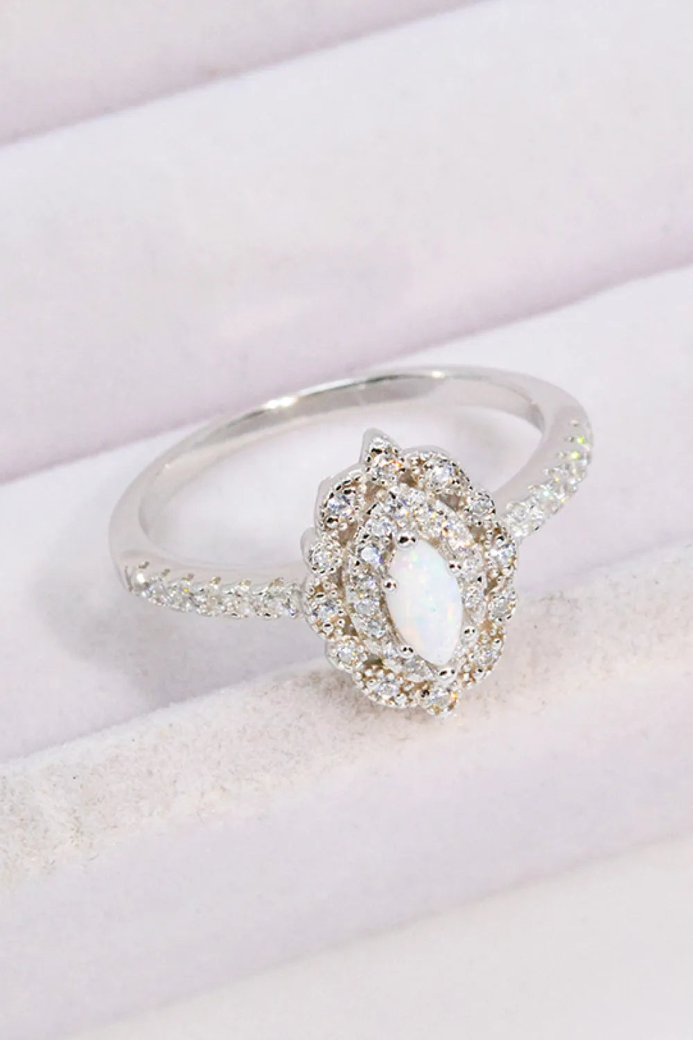 Modern Love Story Opal and Zircon Ring Opal - Tophatter Daily Deals