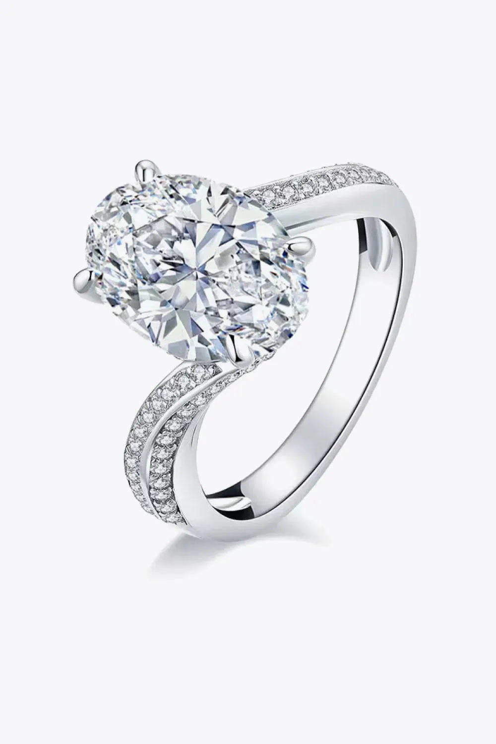 3 Carat Moissanite Side Stone Ring Silver Moissanite - Tophatter Daily Deals