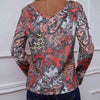 Printed V-Neck Long Sleeve Blouse Blouses - Tophatter Daily Deals