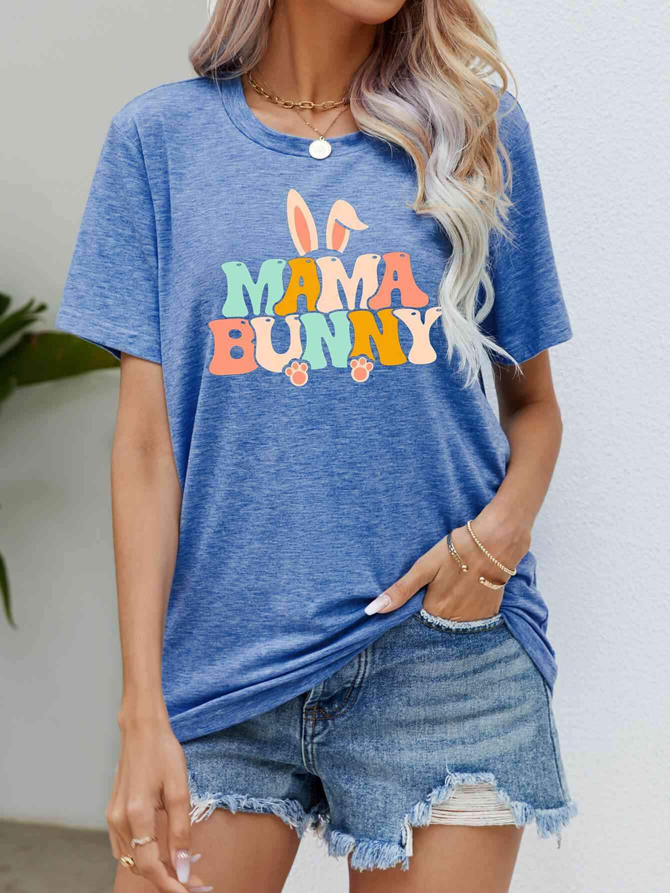 Easter MAMA BUNNY Tee Shirt Cobalt Blue Women's T-Shirts - Tophatter Daily Deals