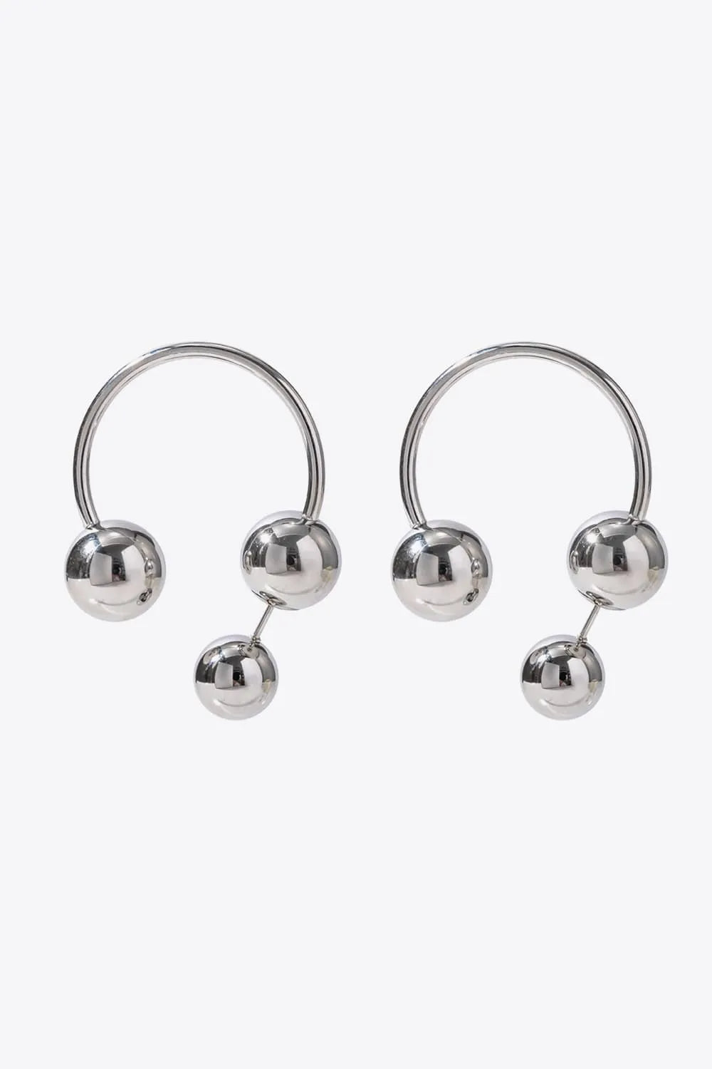 Stainless Steel Ball Earrings Silver One Size Earrings - Tophatter Daily Deals