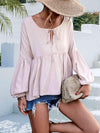 Puff Sleeve Babydoll Blouse Beige Blouses - Tophatter Daily Deals