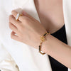 18K Gold-Plated Leather Chain Bracelet Bracelets - Tophatter Daily Deals