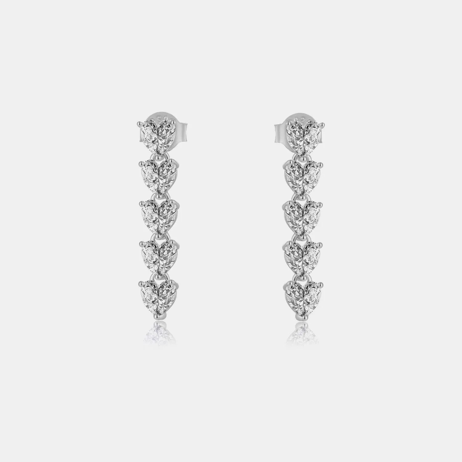 Inlaid Heart Zircon 925 Sterling Silver Drop Earrings Silver One Size Earrings - Tophatter Daily Deals