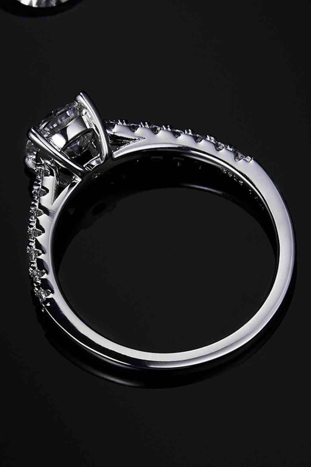 1 Carat Moissanite 925 Sterling Silver Side Stone Ring Moissanite - Tophatter Daily Deals