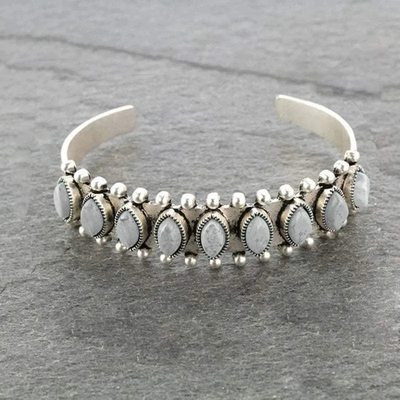 Turquoise Open Bracelet Light Gray One Size Bracelets - Tophatter Daily Deals