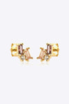 Zircon 925 Sterling Silver Stud Earrings Peach Brown One Size Earrings - Tophatter Daily Deals