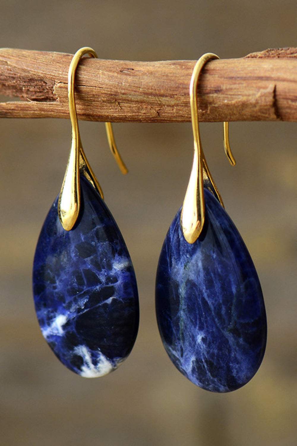 Natural Stone Teardrop Earrings Earrings - Tophatter Daily Deals