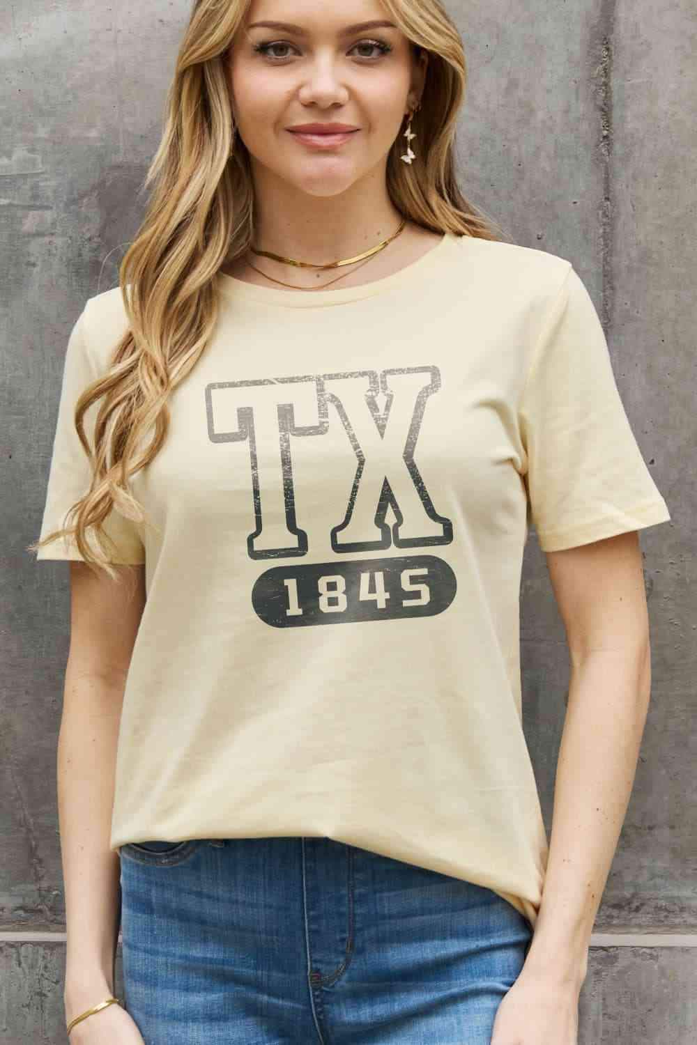 Simply Love Full Size TX 1845 Graphic Cotton Tee Women's T-Shirts - Tophatter Daily Deals