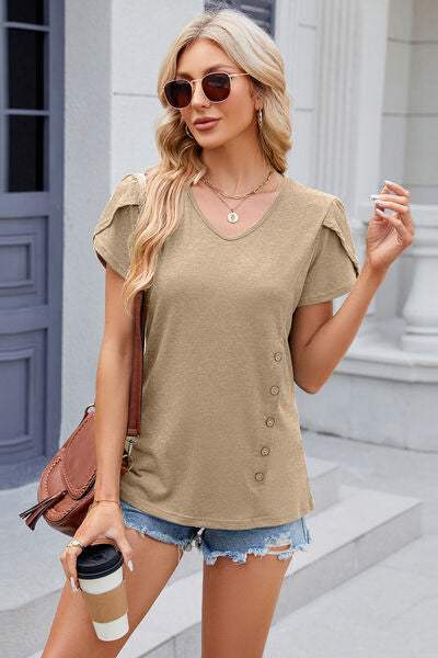 V-Neck Short Sleeve T-Shirt Women's T-Shirts - Tophatter Daily Deals