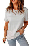 Distressed Round Neck Tee Women's T-Shirts - Tophatter Daily Deals