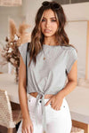 Tied Round Neck Crop Tee Women's T-Shirts - Tophatter Daily Deals