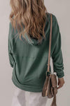 V-Neck Long Sleeve Hooded Top Blouses - Tophatter Daily Deals