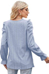 Round Neck Puff Sleeve Blouse Blouses - Tophatter Daily Deals