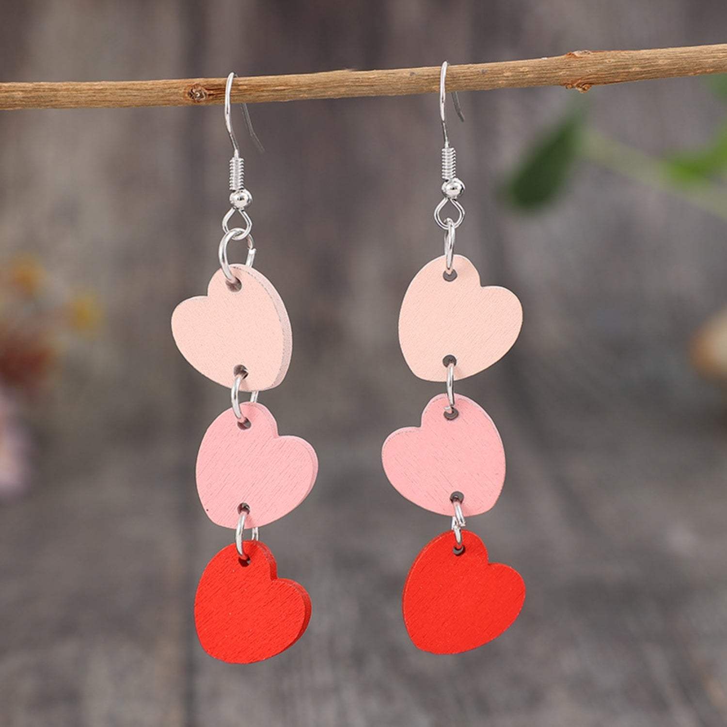 Heart Wood Dangle Earrings Blush Pink One Size Earrings - Tophatter Daily Deals