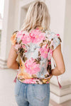 Tied Flutter Sleeve Blouse Blouses - Tophatter Daily Deals