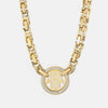 Cutout Stainless Steel Inlaid Zircon Necklace Gold One Size Necklaces - Tophatter Daily Deals