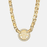 Cutout Stainless Steel Inlaid Zircon Necklace Gold One Size Necklaces - Tophatter Daily Deals