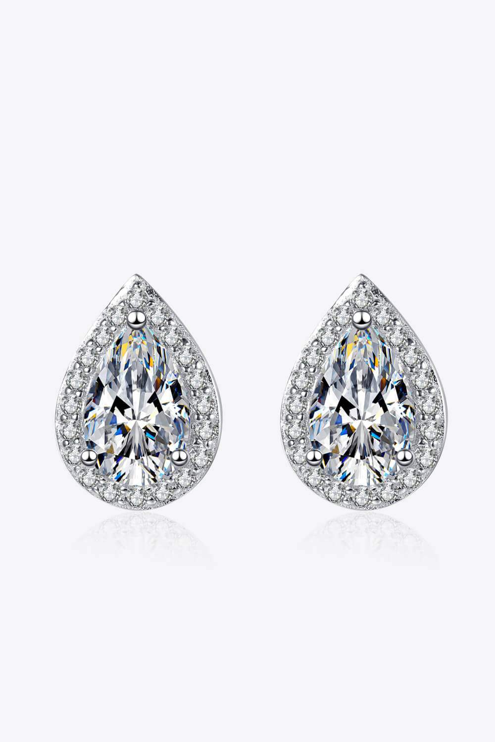 Moissanite Teardrop Stud Earrings Silver One Size Moissanite - Tophatter Daily Deals